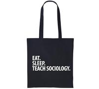 Fellow Friends - Sociology Teacher Gift, Eat Sleep Teach Sociology Tote Bag | Long Handle Bags Black