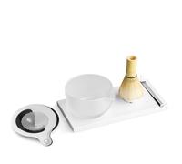 Fellow Matcha Set, Ceramic Bowl with Spout & Bamboo Whisk, Complete Kit | Matcha Kit, Stainless Steel Sifter & Spoon, Whisk Stand, Tea Tray, Dishwasher Safe, Matcha Gift Set, Matte White