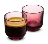 Fellow Pirch Espresso Glasses 3.5 oz Artisanal Cups, Set of 2, Dishwasher Safe Coffee Glasses for Espresso Shots & Latte Art - Garnet