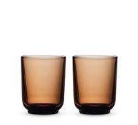 Fellow Pirch Latte Glasses 11 oz Artisanal Cups, Set of 2, Dishwasher Safe Coffee Glasses for Espresso Drinks & Latte Art - Amber