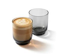 Fellow Pirch Latte Glasses 11 oz Artisanal Cups, Set of 2, Dishwasher Safe Coffee Glasses for Espresso Drinks & Latte Art - Smoke