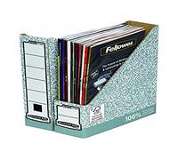 Fellowes 10 Magazine File Holder - Cardboard Magazine File for Magazines, Books & Paperwork - FSC Certified - W15.9 x H31 x D32cm - Pack of 10 - Grey
