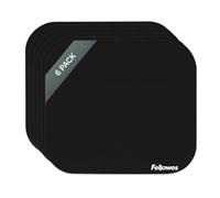 Fellowes 6 Pack Mouse Pad - Black Mouse Pad- Non-Slip Rubber Base, Smooth Polyester Surface, Comfortable & Durable - Mousepads for Desks Computer, Laptop, Office & Home, 22.9 x 20.3 cm