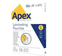 Fellowes Laminating Pouches Apex 6001901 A3 Glossy Clear Light-Duty Pack of 100