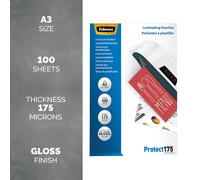 Fellowes A3 Glossy 175 Micron Laminating Pouch - 100 pack