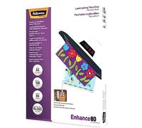 Fellowes A3 Laminating Pouches - Gloss Finish - 100 Sheets, 160 Micron (2 x 80 Micron) Finish with Adhesive Backing - Can be Easily Displayed on Walls or Desktops