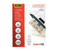Fellowes A3 Laminating Pouches, Gloss Finish, 25 Sheets, 250 Micron (2 x 125) Clear & Durable Lamination Pouch with Image Last Directional Mark - Ide