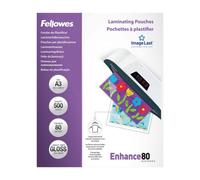 Fellowes Laminating Pouches A3 Glossy 80 microns Transparent Pack of 500
