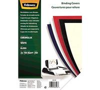 Fellowes A4 100 Percent Recyclable Chromolux Gloss Binding Covers, Heavyweight, 250 gsm Presentation Covers, FSC, White, Pack of 100