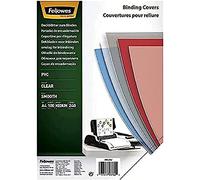 Fellowes A4 Binding Cover - 240 Microns PVC Binding Covers - Pack of 100 Binding Covers - Transparent