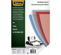Fellowes A4 Clear PVC Binding Covers, 200 Micron Transparent Protective Sheets, Smooth Finish, Pack of 100 - Compatible with Comb & Wire Binding