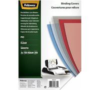 Fellowes A4 Binding Cover - 200 Microns PVC Binding Covers - Pack of 100 Binding Covers - Transparent