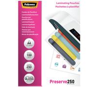 Fellowes Laminating Pouches A4 Glossy 250 microns (2 x 250) Transparent Pack of 100
