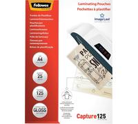 Fellowes A4 Laminating Pouches - Gloss Finish - 25 Sheets, 250 Micron (2x125)