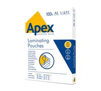 Fellowes Apex A4 Laminating Pouches, Glossy Finish, 100 Sheets - Light Duty - Ideal for Notices and Photos
