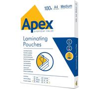 Fellowes Apex A4 Laminating Pouches, Glossy Finish, 100 Sheets - Medium - Ideal