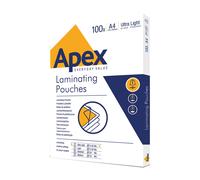 Fellowes Apex A4 Laminating Pouches, Glossy Finish, 100 Sheets - Super-Flex - Ideal for Notices and Photos
