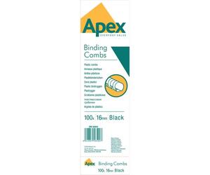 Fellowes Apex Plastic Binding Combs 16mm Black (Pack of 100) 6202301