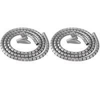 Fellowes Cable Zip | Cable Tidy Tube | Cable Management Sleeve | 2 Metre Length, 2cm Diameter - Silver (Pack of 2)