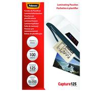 Fellowes Capture 65 x 95 mm 125 Micron Glossy Laminating Pouches Pack of 100
