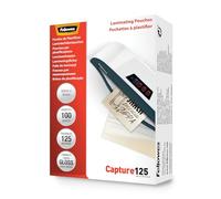 Fellowes Capture 65x95mm 125 Micron Glossy Laminating Pouches (Pack of 100)
