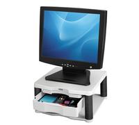 Fellowes Computer Monitor Stand with 3 Height Adjustments - Premium Monitor Riser Plus with Cable Management - Ergonomic Adjustable Monitor Stand for Computers - Max Weight 36KG/Max Size 21" - Platinu
