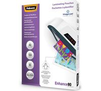Fellowes Enhance A5 80 Micron Laminating Pouches (Pack of 100), Transparent, 53