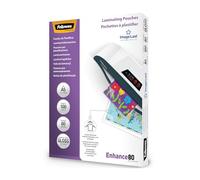 Fellowes Enhance A5 80 Micron Laminating Pouches (Pack of 100), Transparent, 5306002