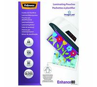 Fellowes ImageLast Enhance Laminating Pouch A4 Glossy 80 microns (2 x 80) Transparent Pack of 100