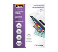 Fellowes A5 Laminating Pouches, Gloss Finish, 25 Sheets, 160 Micron (2 x 80 Micron) High Quality Finish with Image Last Directional Quality Mark - Ideal for Photos and Notices