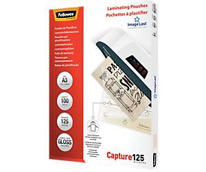 Fellowes ImageLast Capture Laminating Pouch A3 Glossy 125 microns (2 x 125) Transparent Pack of 100