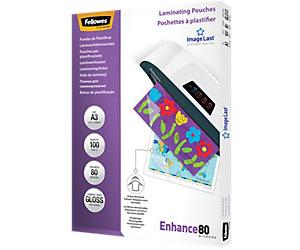 Fellowes ImageLast Enhance Laminating Pouch A3 Glossy 80 microns (2 x 80) Transparent Pack of 100