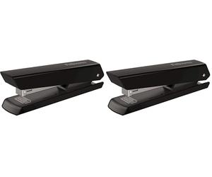 Fellowes Jam Free Stapler, 20 Sheet Capacity - LX820 Full Strip Antibacterial Manual Stapler- Uses Both 24/6mm and 26/6mm Staples - Black (Pack of 2)