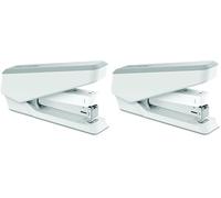 Fellowes Jam Free Stapler, 25 Sheet Capacity - LX850 Easy-Press Full Strip Antibacterial Manual Stapler- Uses Both 24/6mm and 26/6mm Staples - White (Pack of 2)