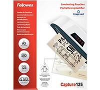 Fellowes Laminating Pouches A3 Glossy 125 microns Transparent Pack of 500
