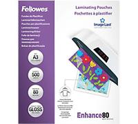Fellowes Laminating Pouches A3 Glossy 80 microns Transparent Pack of 500