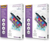 Fellowes Laminating Pouches A4, Gloss Finish - 100 Sheets - 160 Micron (2 x 80 Micron) Clear & Durable Laminating Pouch with Image Last Directional Mark - Ideal for Photos and Notices (Pack of 2)