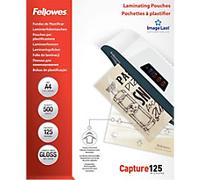Fellowes Laminating Pouches A4 Glossy 125 microns Transparent Pack of 500