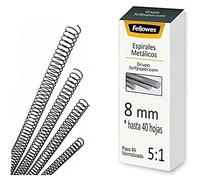 Fellowes - Pack of 25 Metal Spiral Binding - 5:1 Pitch - 59 Holes - Black 8 mm Black