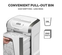 Fellowes Paper Shredder for Home Office Use - 12 Sheet Cross Cut Paper Shredder for Deskside Use - FS-12C Home Shredder with 19L Pull-out Bin - 20 Mi