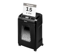Fellowes Paper Shredder for Home Office Use - 15 Sheet Cross Cut Paper Shredder for Deskside Use - FS-15C Home Shredder with 19L Pull-out Bin - High Security P4 - Black