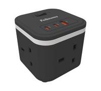 Fellowes Extension Lead USB-A & USB-C 3-way 2m Black