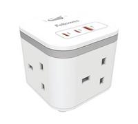 Fellowes Power Cube USB-A & USB-C 3-way 2m White