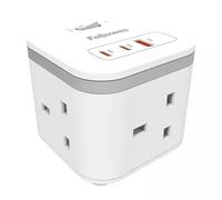 Fellowes Power Cube with 3 Power Socket Extension USB-A & USB-C Ports White