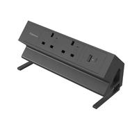 Fellowes Power Desk - 2 Power Sockets with USB-A & USB-C - Black