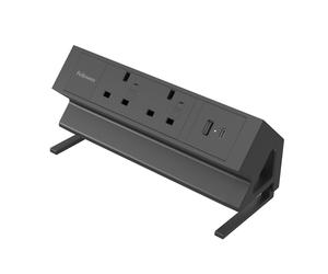 Fellowes Power Desk 2 Socket with 2 Power Sockets 1 USB-A & USB-C Ports Black