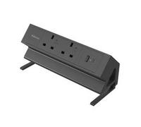Fellowes Power Desk - 2 Power Sockets with USB-A & USB-C - Black