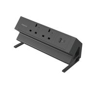 Fellowes Power Desk 2 Type G UK/IE 2 Sockets 1 USB-A + 1 USB-C Port Black 100136987