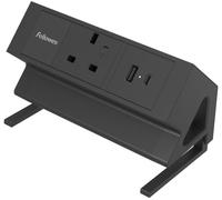 Fellowes Power Desk Extension Lead with USB - 2 m, Black
