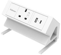 Fellowes Power Desk Extension Lead with USB - 2 m, White